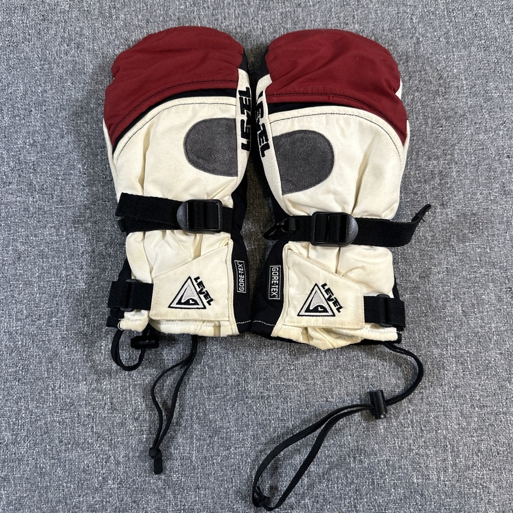 Level Gore-Tex Ski Snowboard Mittens Gloves Adult Winter Snow Black Red